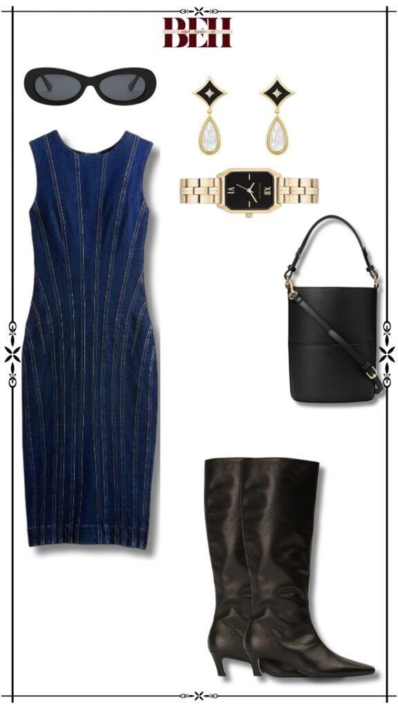 Denim dress outfit ideas with a timeless aesthetic for elegant fashion 