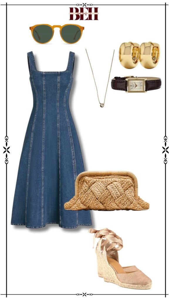 Denim dress outfit ideas with timeless aesthetic for elegant fashion 