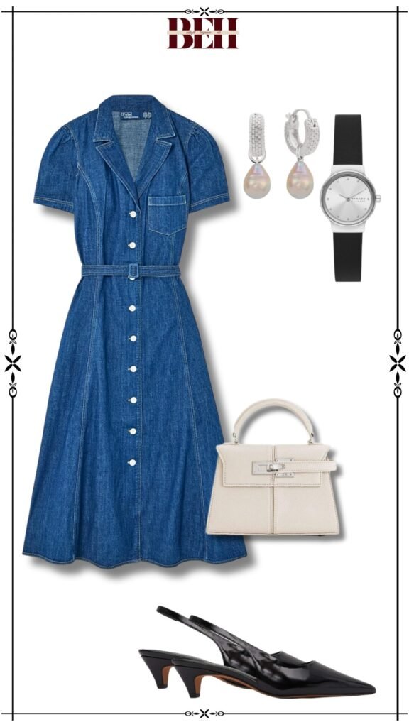 Denim dress outfit ideas with a timeless aesthetic for elegant fashion 