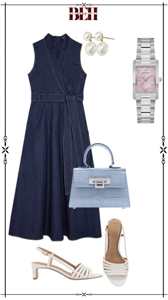 Denim dress outfit ideas with a timeless aesthetic for elegant fashion 