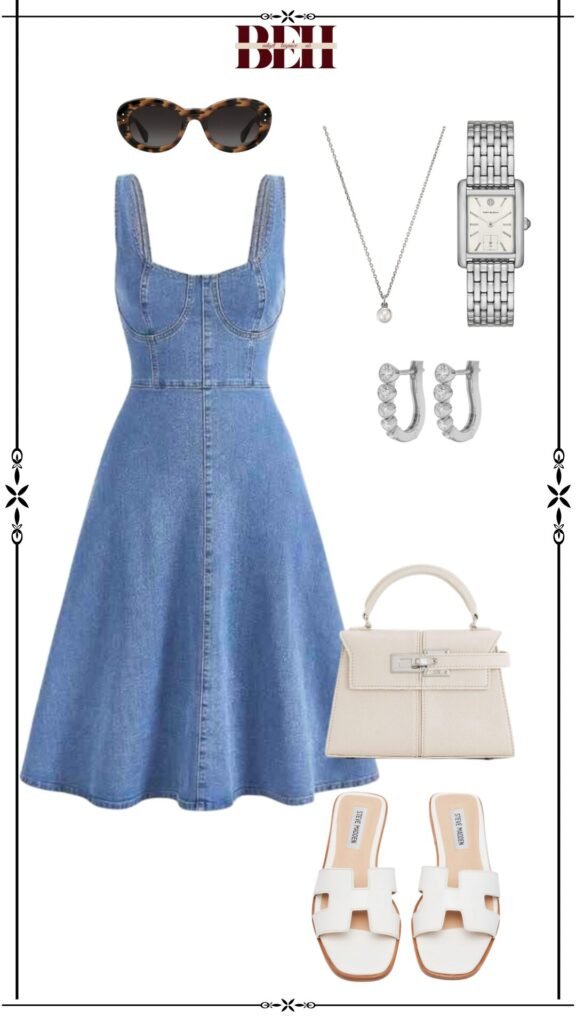 Denim dress outfit ideas with a timeless aesthetic for elegant fashion 