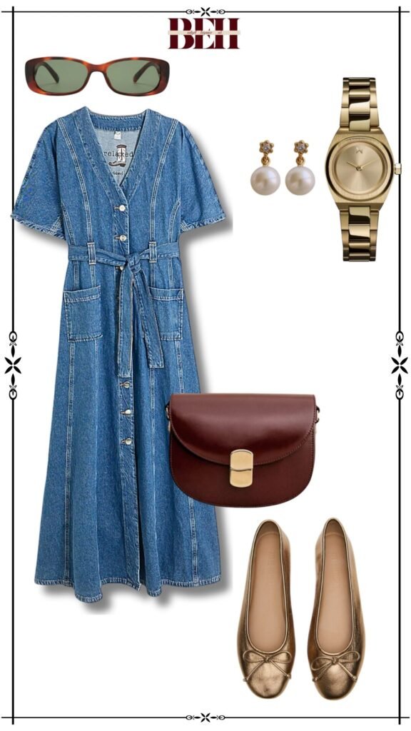 Denim dress outfit ideas with a timeless aesthetic for elegant fashion 