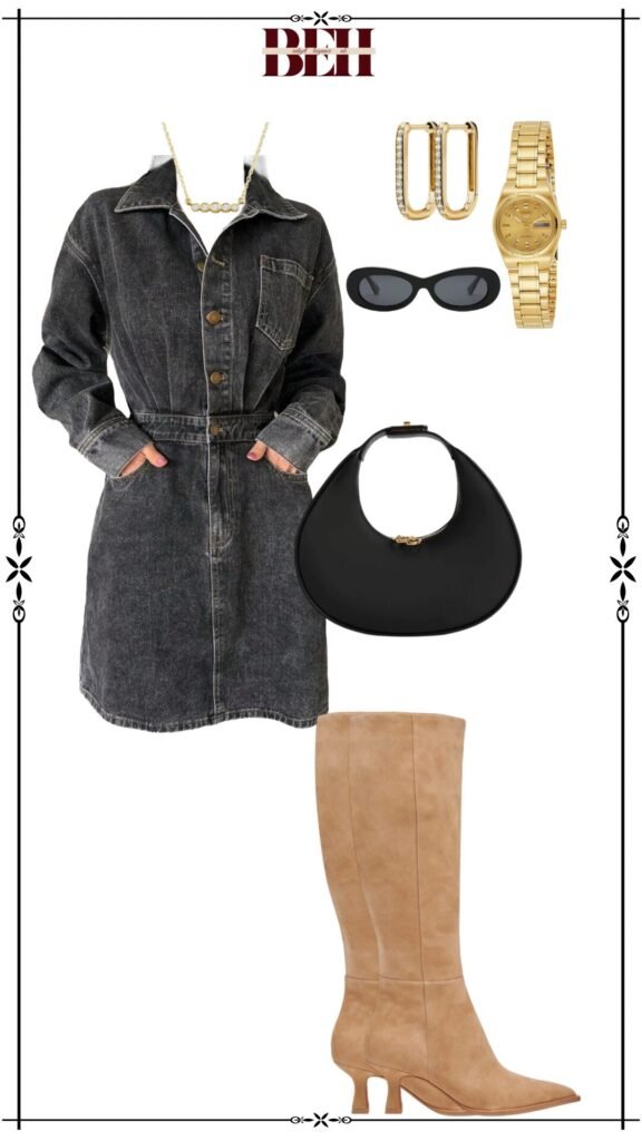 Denim dress outfit ideas with a timeless aesthetic for elegant fashion 