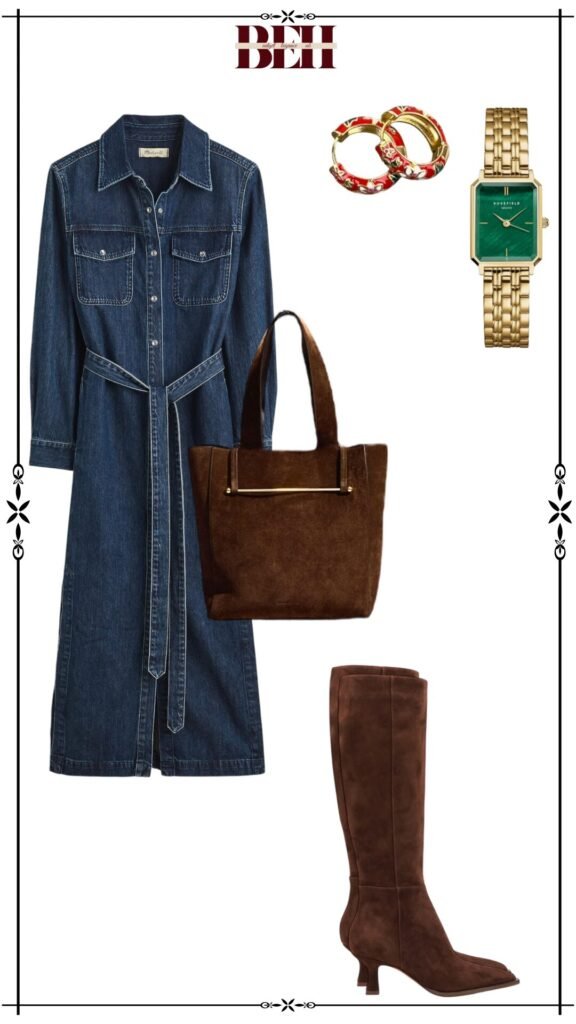 Denim dress outfit ideas with a timeless aesthetic for elegant fashion 
