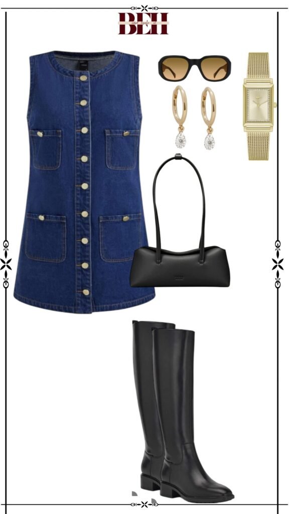 Denim dress outfit ideas with Timeless aesthetic for elegant fashion 