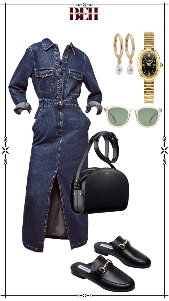 Denim dress outfit ideas with a timeless aesthetic for elegant fashion 