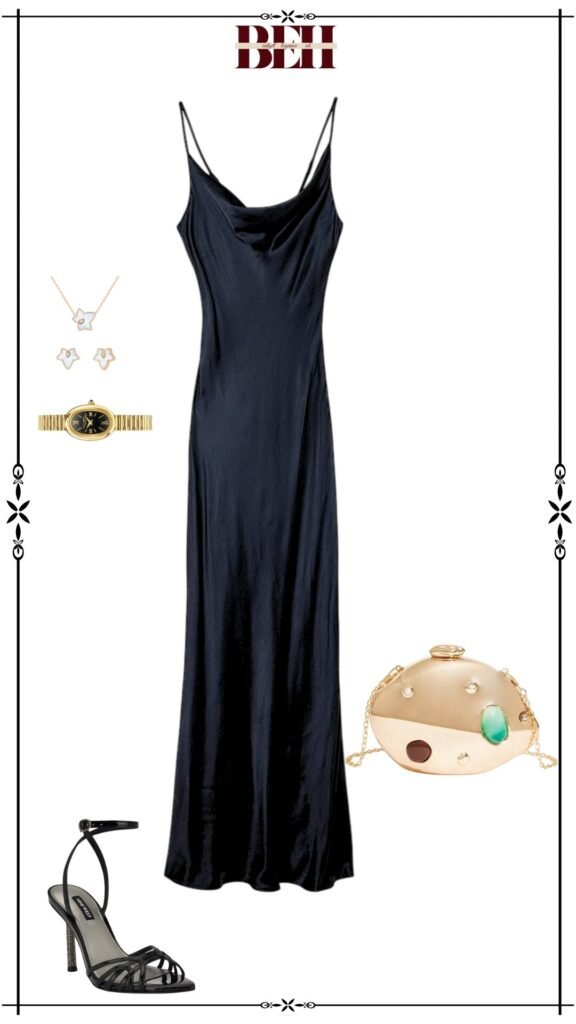 Elegant black dress outfit